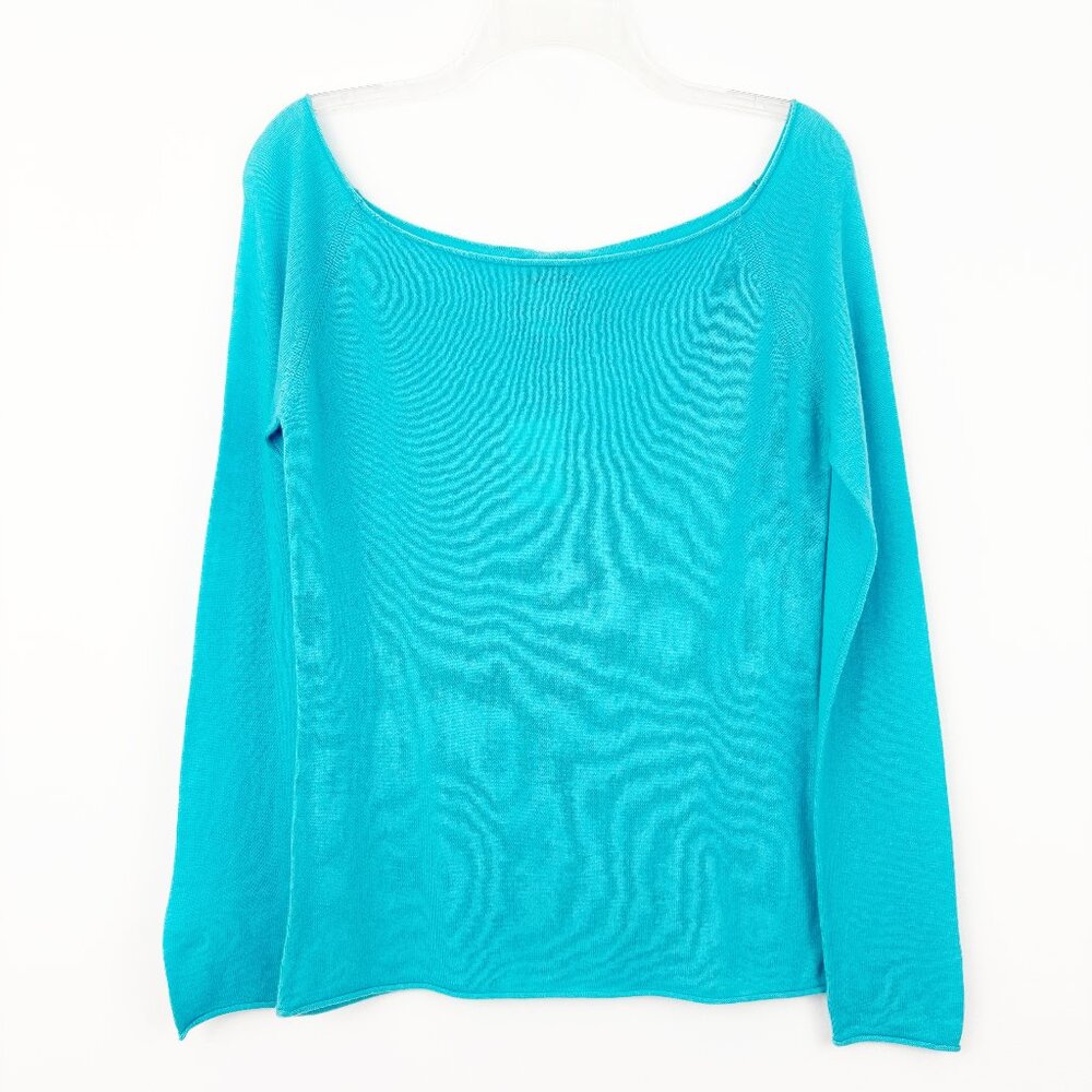 NWT Bloomingdale's Cashmere Sweater Size M Pool Blue Lightweight Long Sleeve